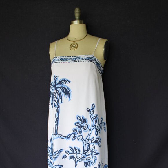 Lilly Pulitzer Jesslyn Silk Maxi Slip Dress Resort White Oversized Tall Tales 2 - Picture 9 of 14